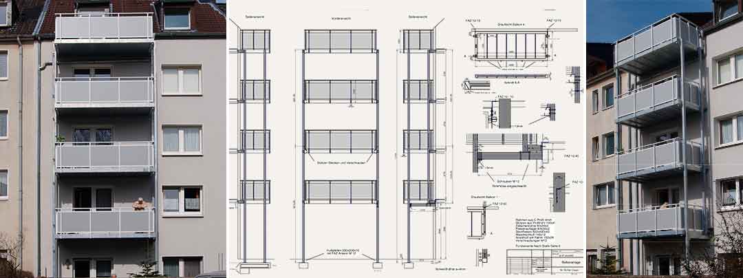 Planung und Ausführung eines Balkones für ein Mehrfamilienhaus